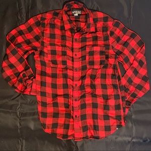 Rude red flannel button up size small used